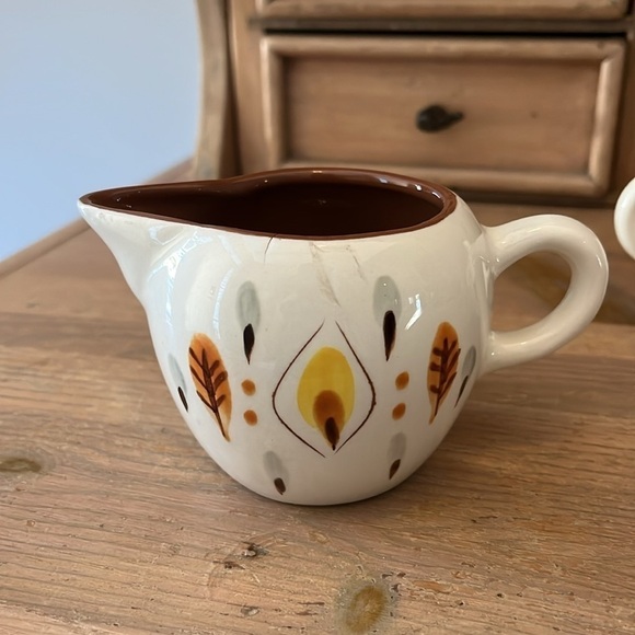 Vintage Stangl Pottery Amber Glo Lidded Sugar Bowl Creamer 1950’s USA Hand Paint - Picture 3 of 10